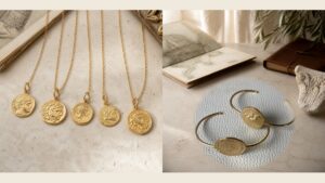 Mimo coinのゴールドネックレス5種類とコインバングル2種類
